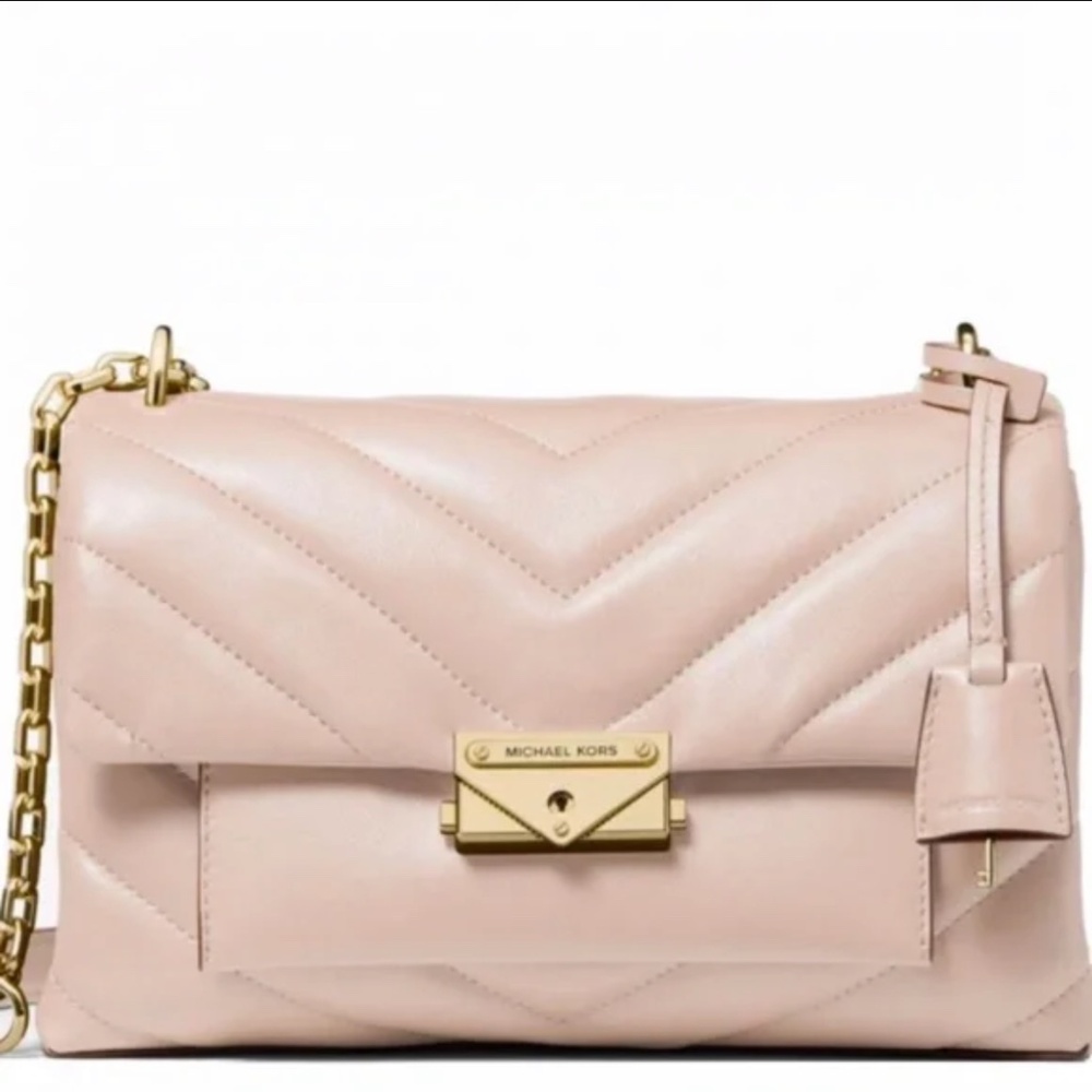 Michael Kors Cece Chevron Quilted Lambskin Leather Medium Chain Crossbody